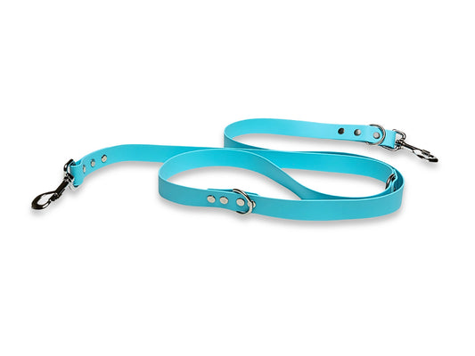Baby Blue Waterproof Biothane Dog Training Lead – Adjustable Dual Snap Leash