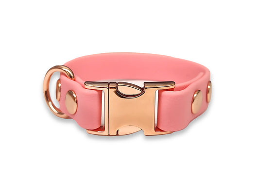 Baby Pink small waterproof Biothane dog collar for toy and small breeds with lightweight design
