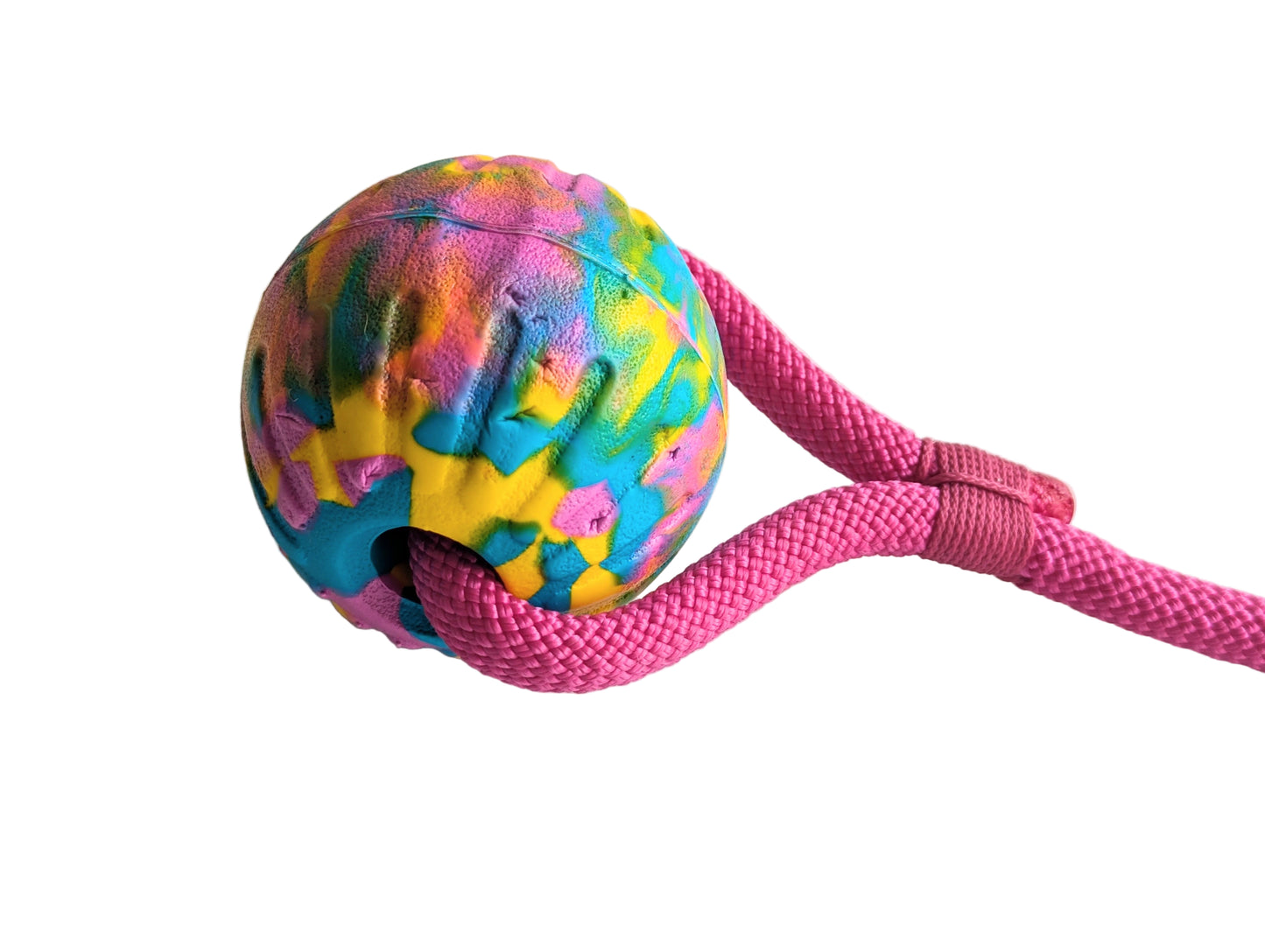 pink, turquoise and yellow Floating Tug Toy with Rope Handle – The Ultimate Tug &amp; Fetch Toy for Dogs That Love to Play!