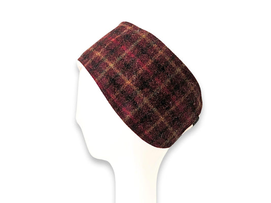 Balmoral claret red Harris Tweed headband
