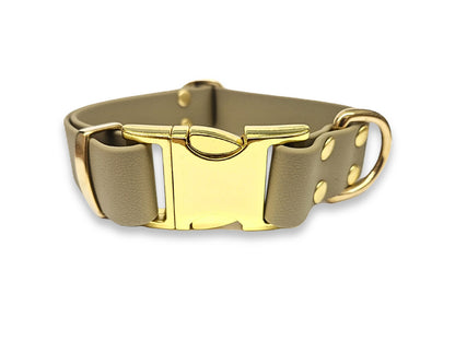 Durable Beige Biothane dog collar – bacteria-resistant, non-stretch, and perfect for outdoor use – by Collared Creatures