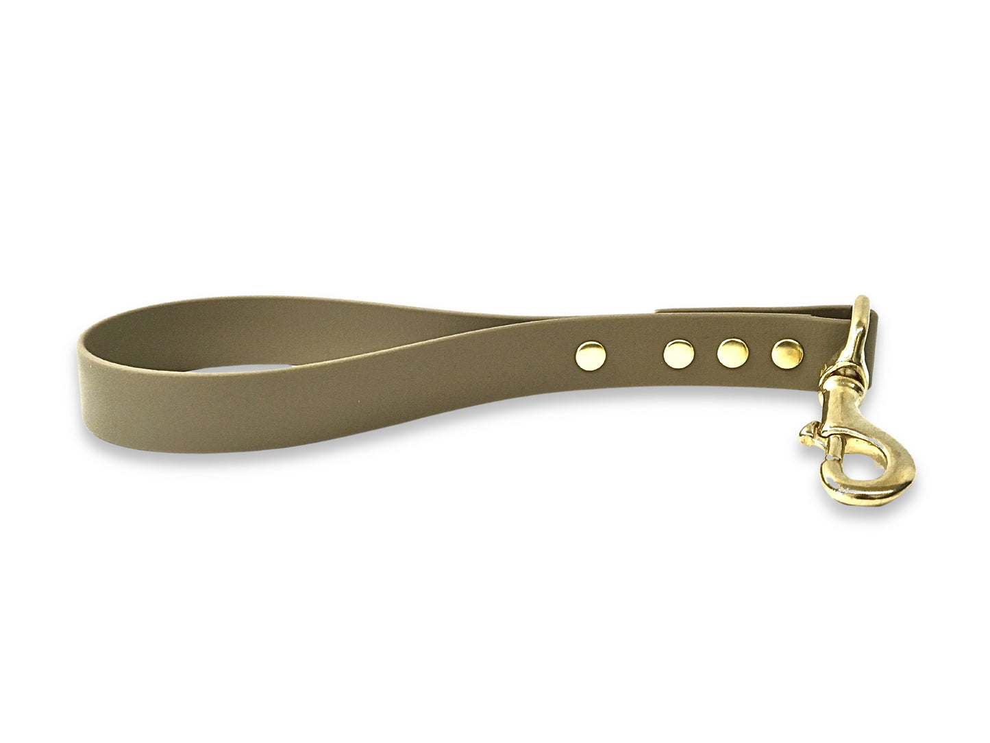 Beige waterproof Biothane short dog training lead and control handle made in the UK
