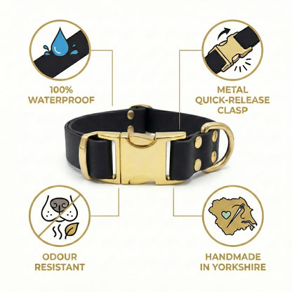 Black Waterproof Biothane Metal Clasp Dog Collar