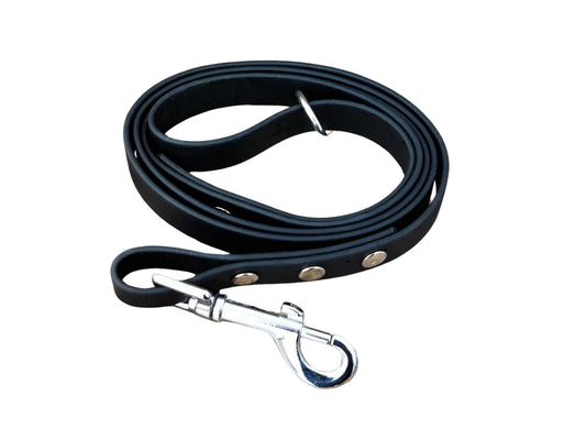 Black Waterproof Biothane Dog Lead – 1.2m Clip Leash for Walks or Training