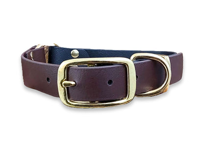 Adjustable Biothane dog collar in Black & Dark Brown Multicolour – waterproof and easy to clean – by Collared Creatures