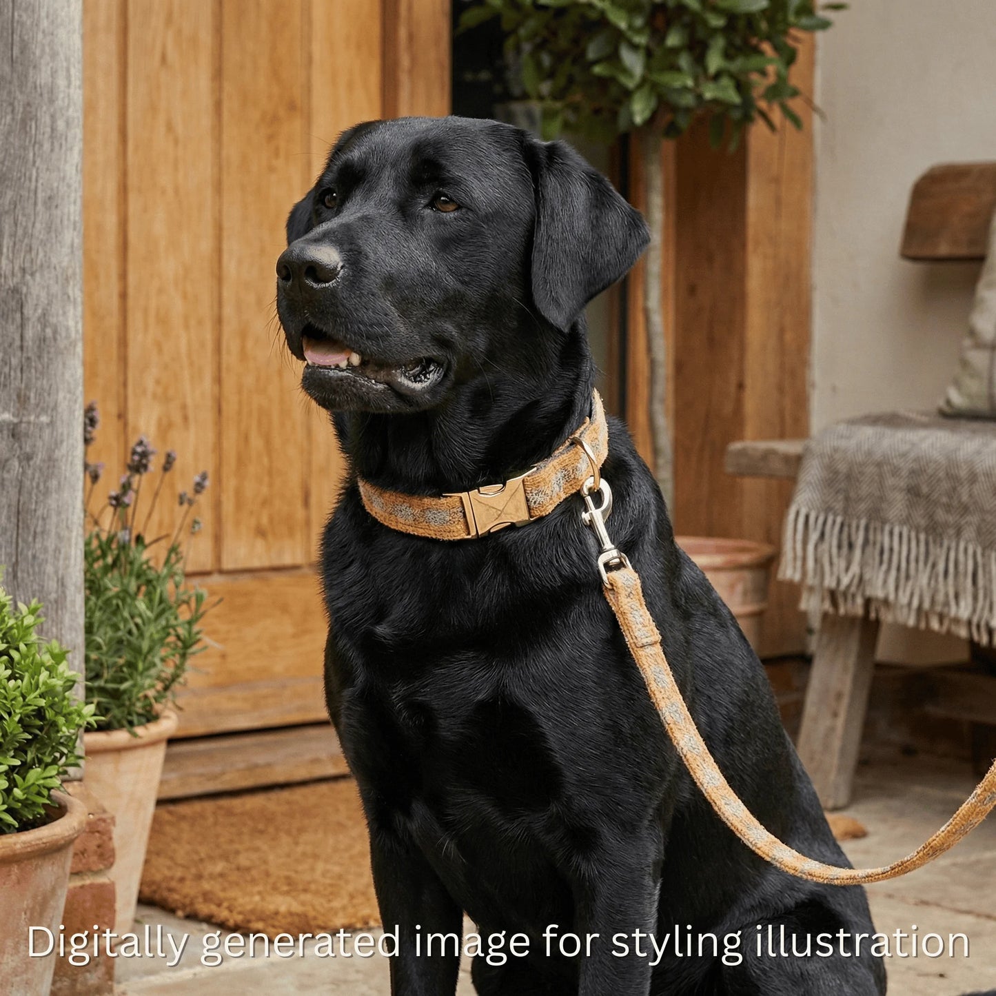 Sunflower Check Luxury Harris Tweed Dog Collar