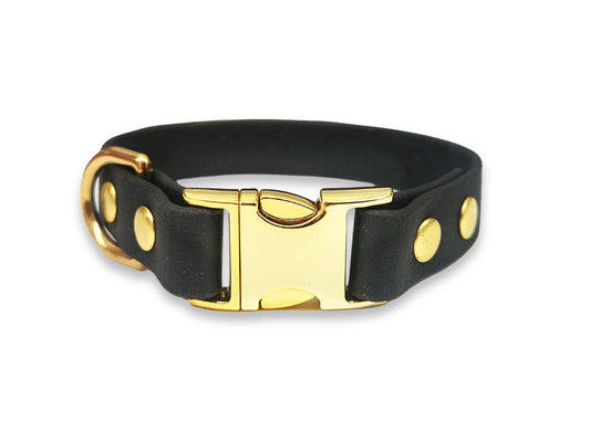 Black Biothane waterproof collar for small dogs – durable, lightweight and odour-resistant design