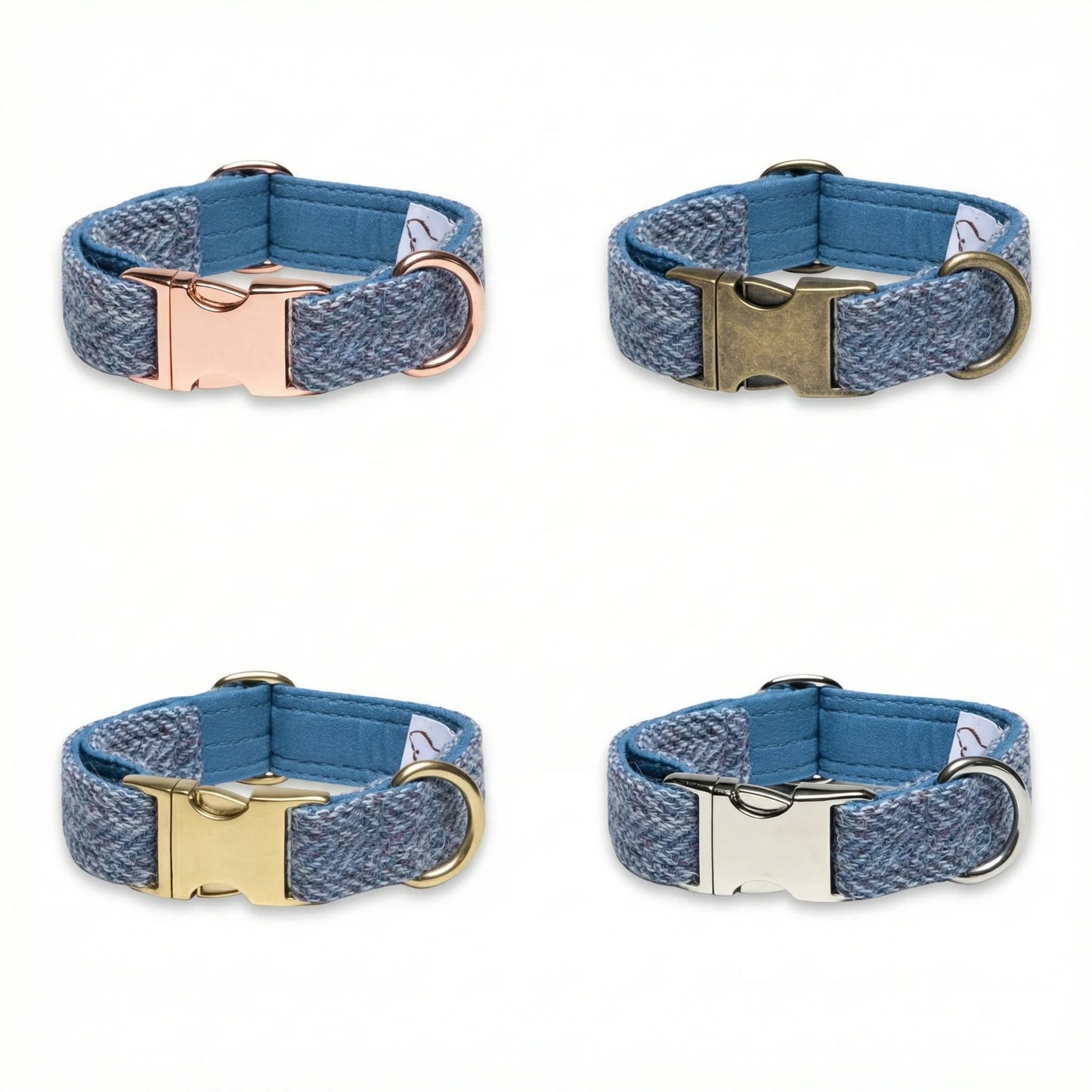 Blue Herringbone Luxury Harris Tweed Dog Collar