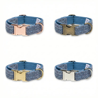 Blue Herringbone Luxury Harris Tweed Dog Collar