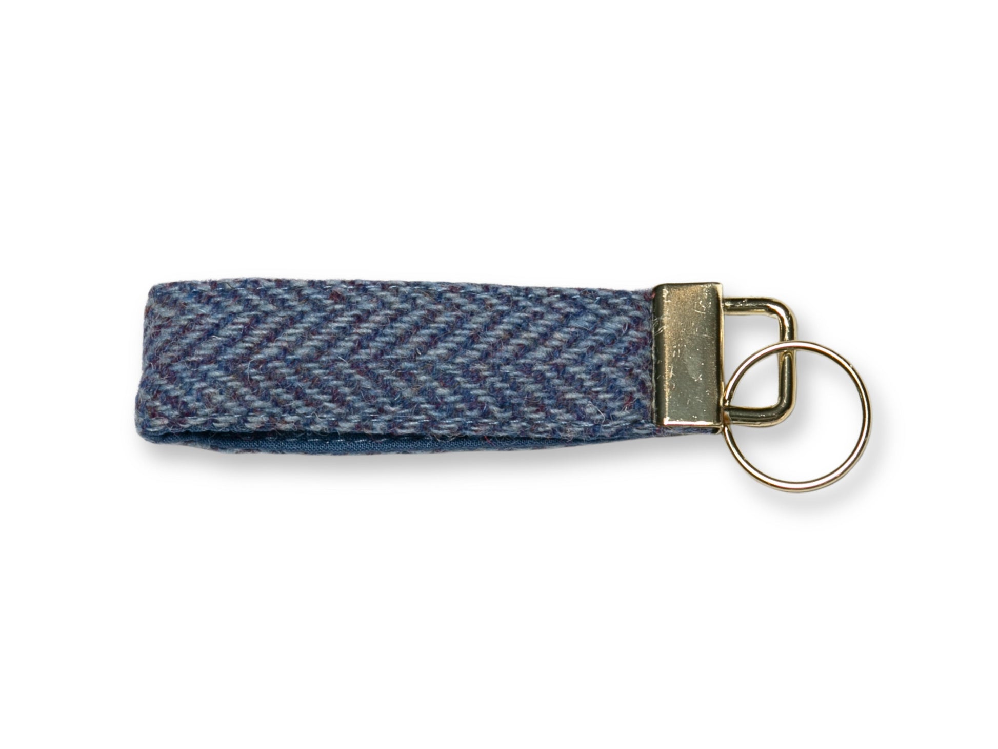 Blue herringbone Harris Tweed keyring