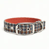 MultiCheck Blue, Orange & Grey -Buckle fastening Luxury Harris Tweed Dog Collar