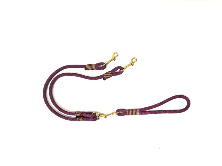 Handmade Rope Split / Double Dog Lead Golden Bordeaux / collared creatures