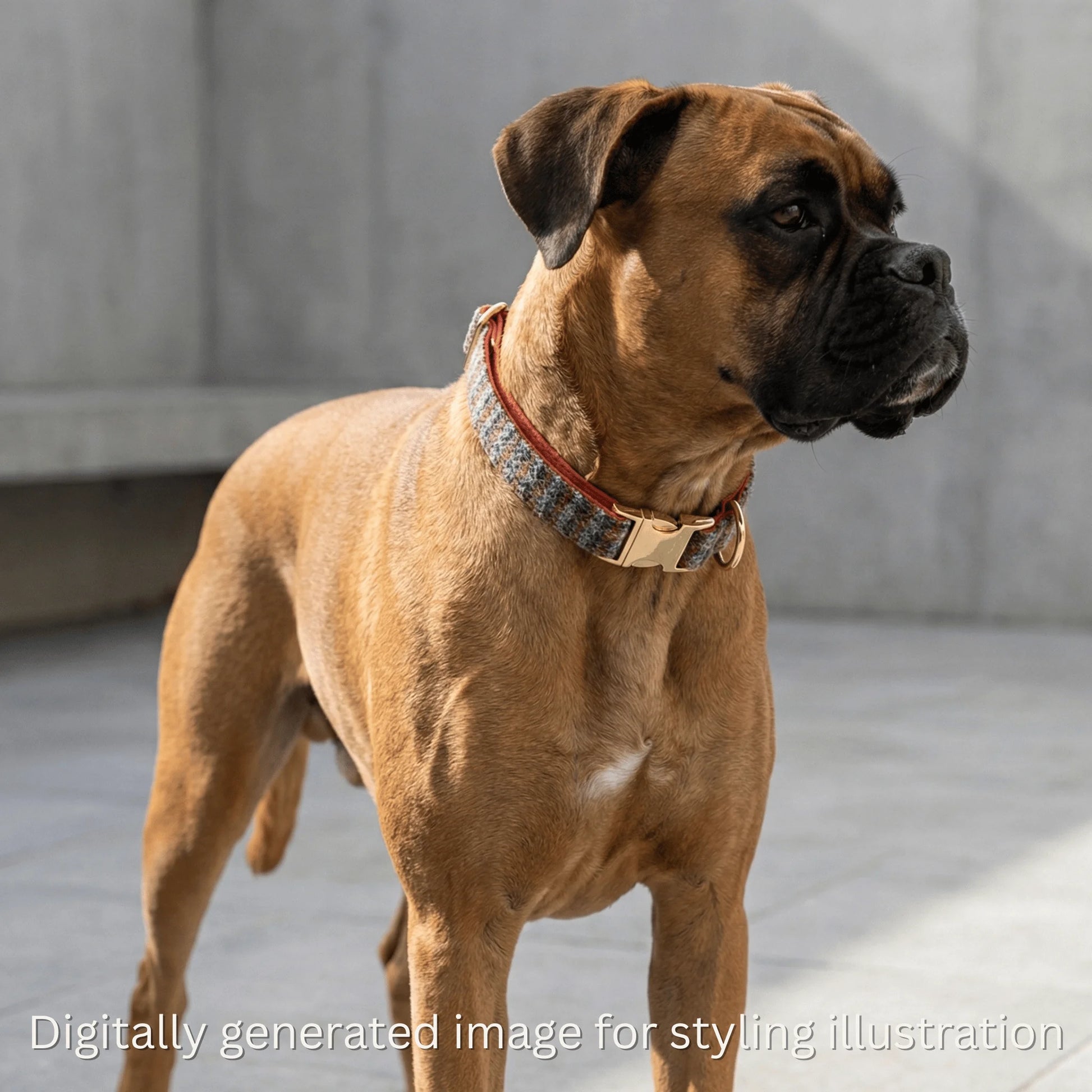 Multi Check Blue, Orange & Grey Luxury Harris Tweed Dog Collar - Collared Creatures LTD