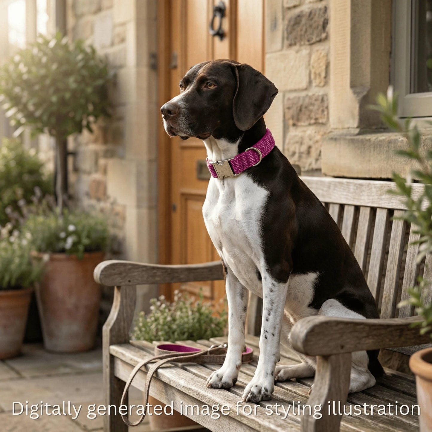 Pink Koana Harris Tweed Dog Collar - Collared Creatures LTD