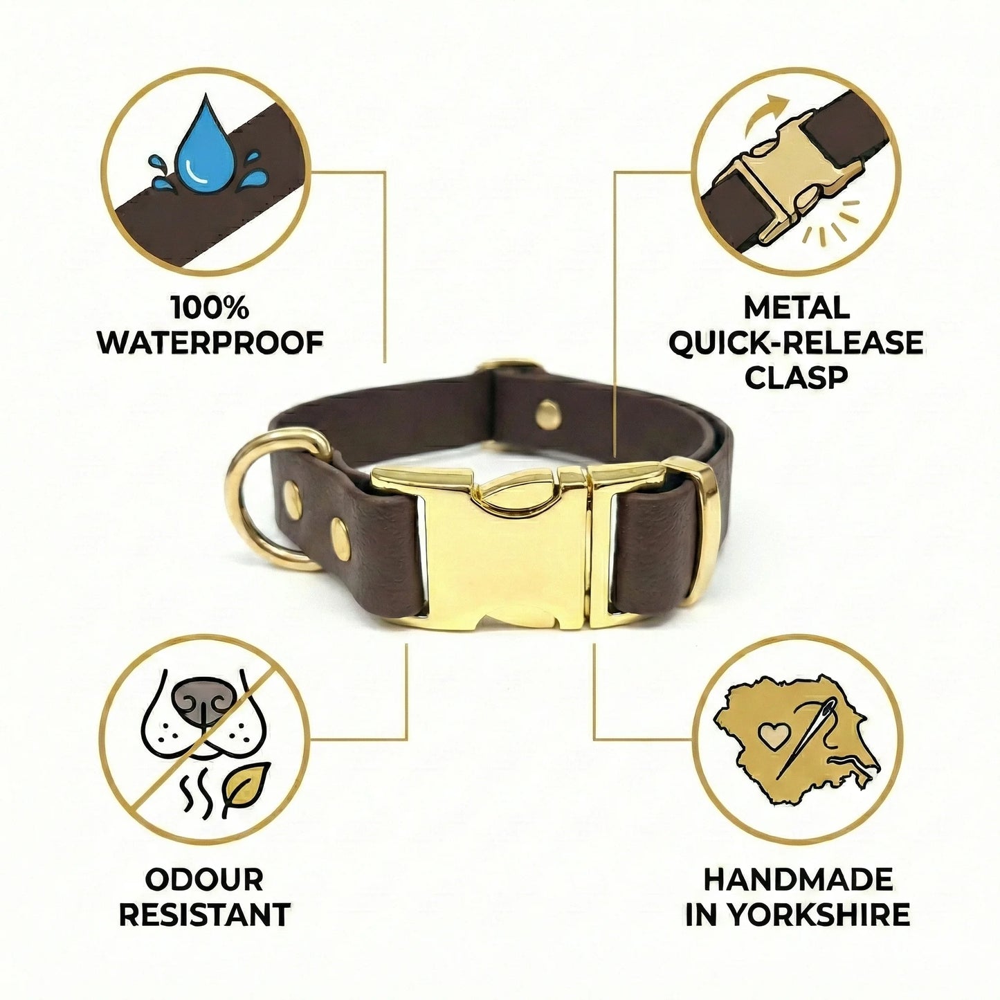 Dark Brown Waterproof Biothane Metal Clasp Dog Collar