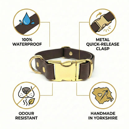 Dark Brown Waterproof Biothane Metal Clasp Dog Collar