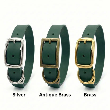 Dark Green Waterproof Biothane Buckle Dog Collar - Collared Creatures LTD