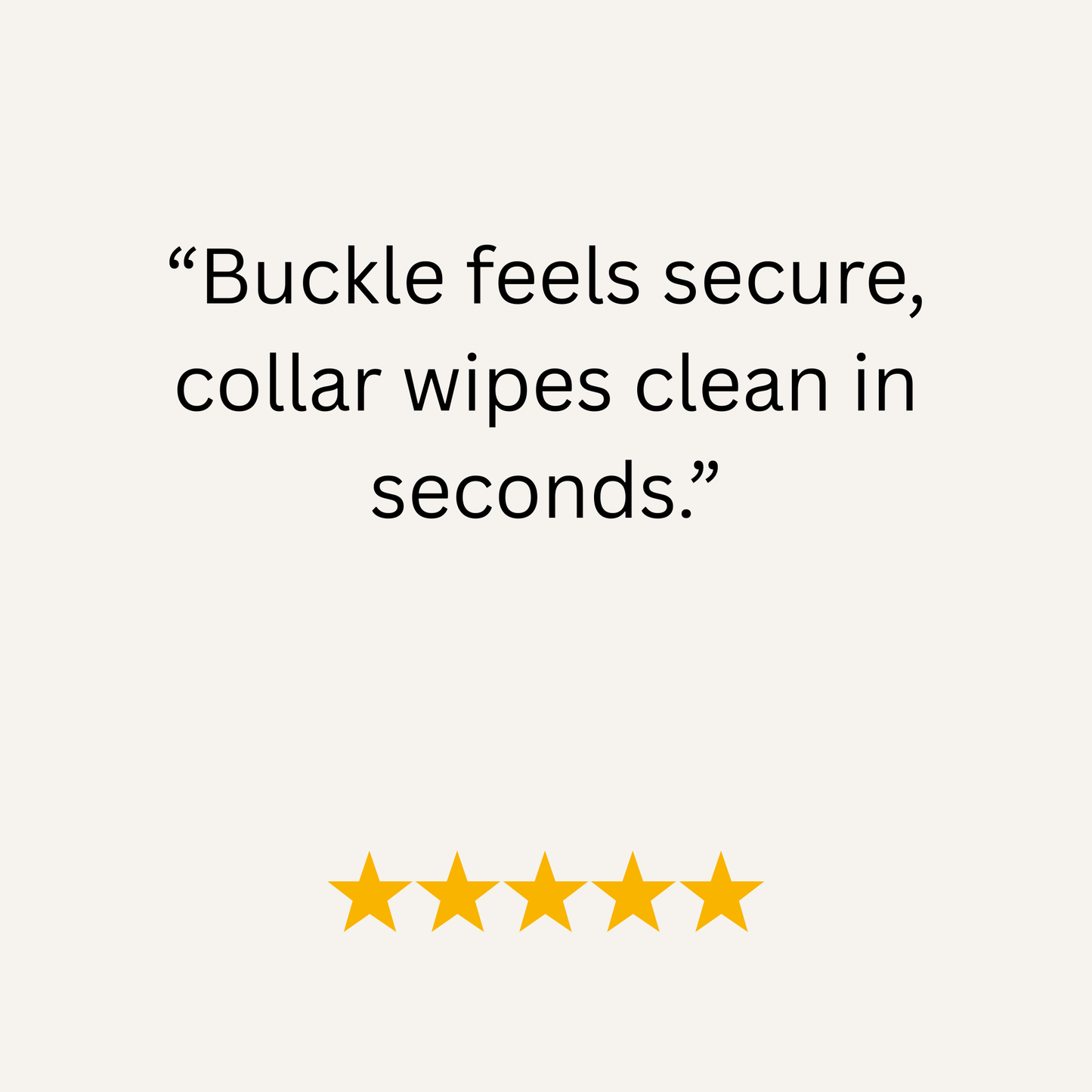 Text on a white background with five yellow stars and a quote about product features.