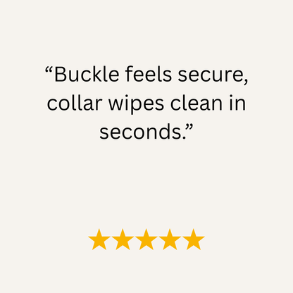 Text on a white background with five yellow stars and a quote about product features.