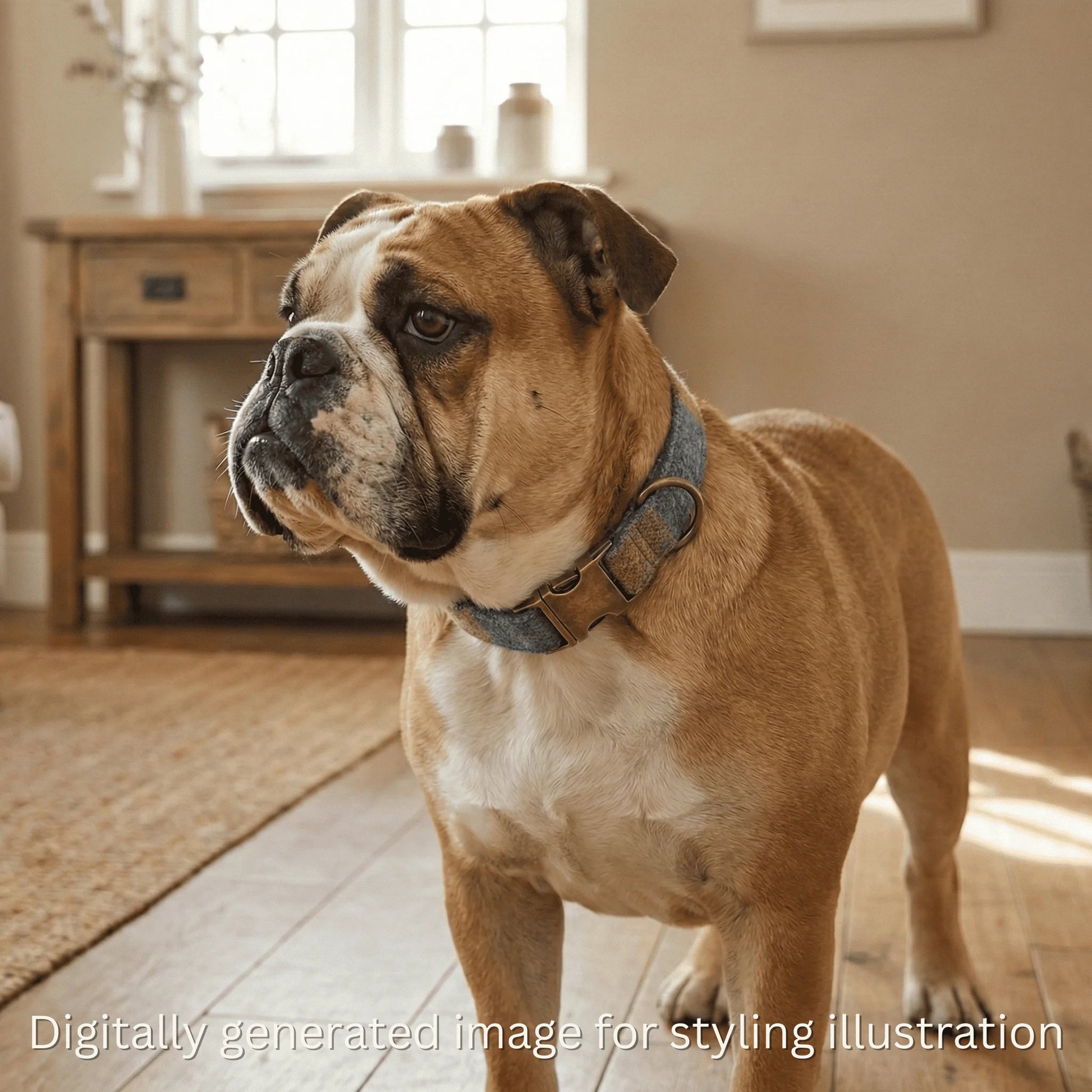 Mustard & Blue Check Luxury Harris Tweed Dog Collar - Collared Creatures LTD