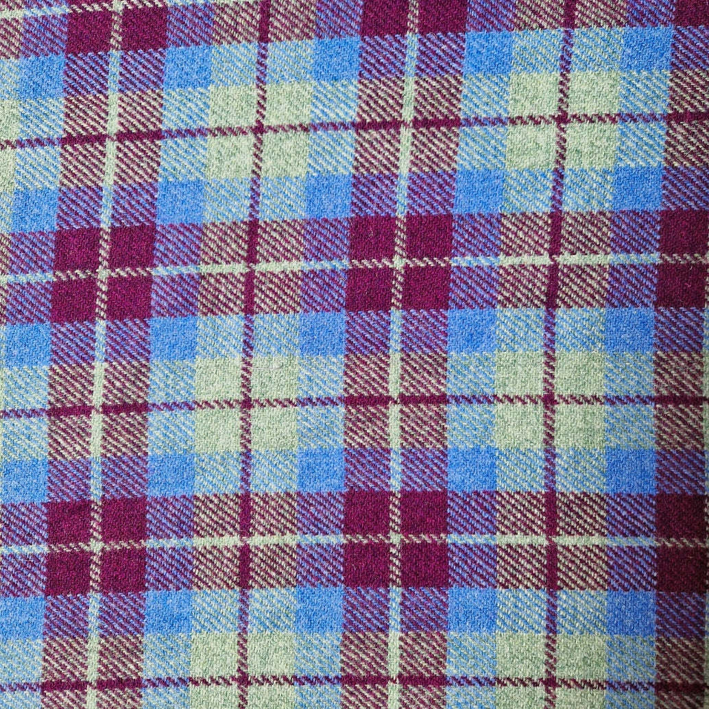 Burgundy & Blue Check Luxury Harris Tweed Dog Lead