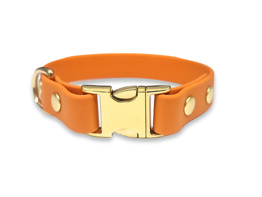 Burnt orange Biothane dog collar for small dogs – waterproof, lightweight and fashionable design
