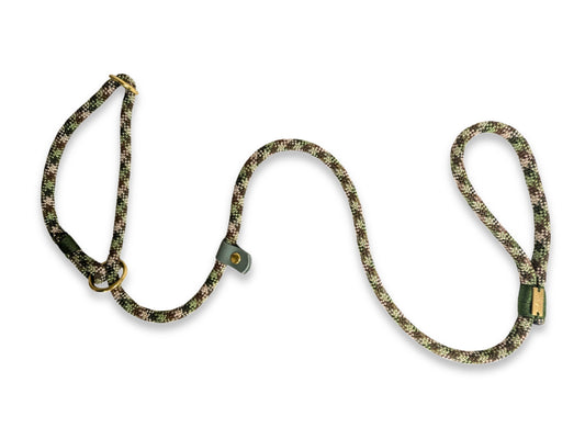 rope slip dog leash with camouflage pattern on a white background