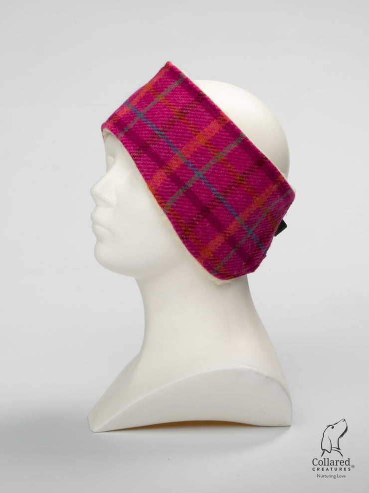 Cerise Check Harris Tweed Ladies Headband