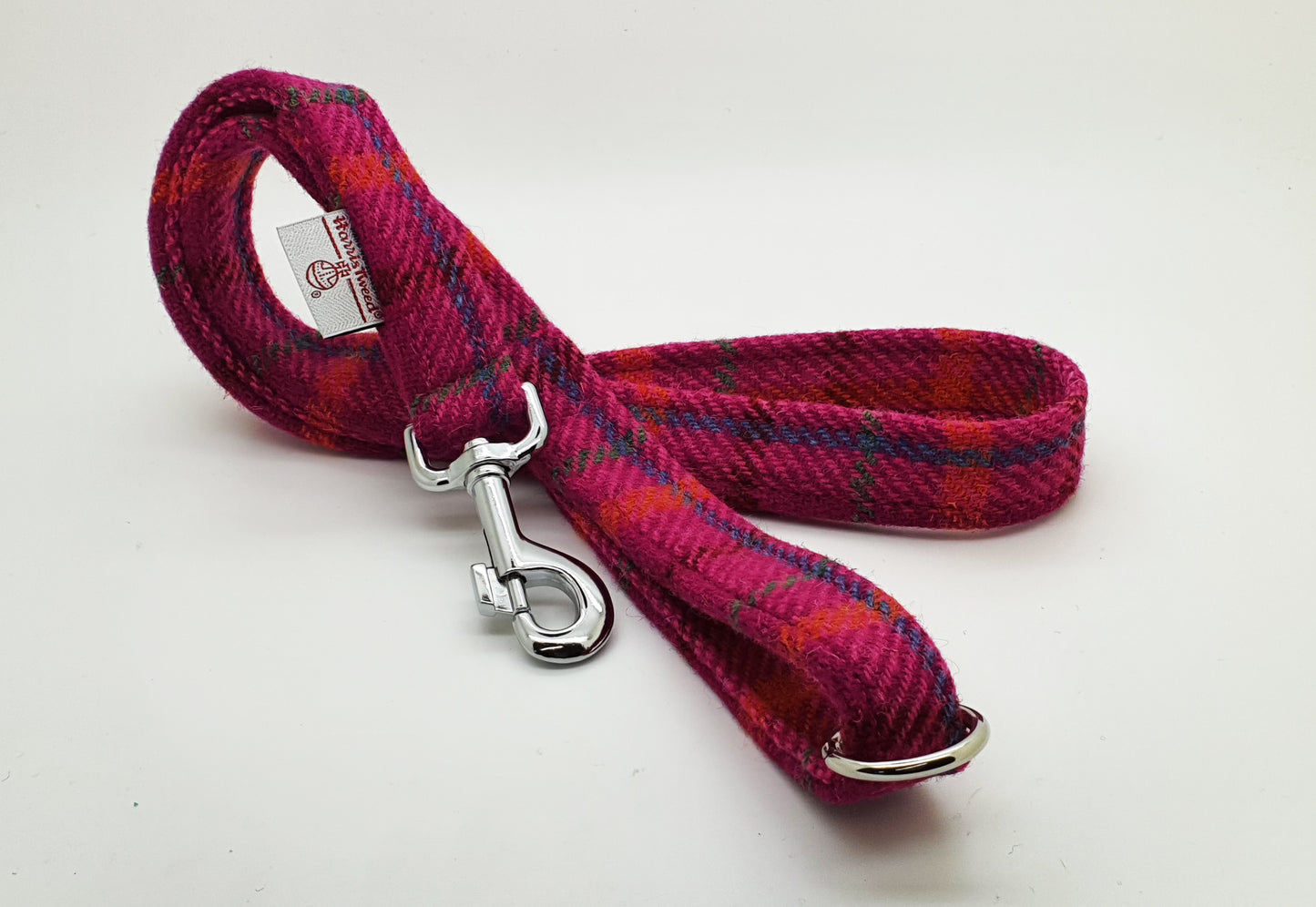 Cerise Check Luxury Harris Tweed Dog Collar