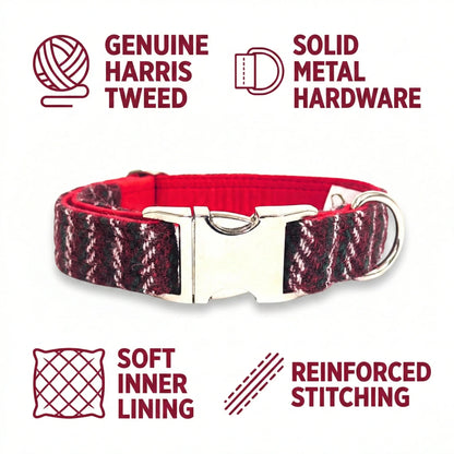 Christmas Multi Check Harris Tweed Dog Collar