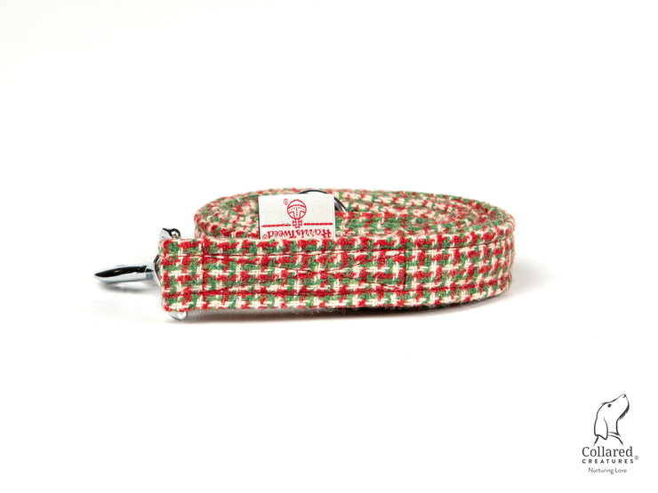Christmas Houndstooth Harris Tweed Dog Collar