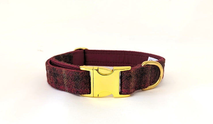 Abraham Balmoral Claret Red Luxury Dog Collar