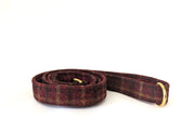 Balmoral Claret Check-Buckle Fastening Luxury Abraham Moon Tweed Dog Collar