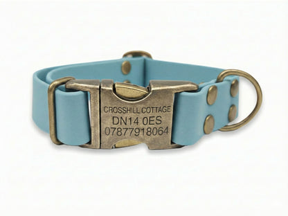 Duck Egg Blue Waterproof Biothane Metal Clasp Dog Collar