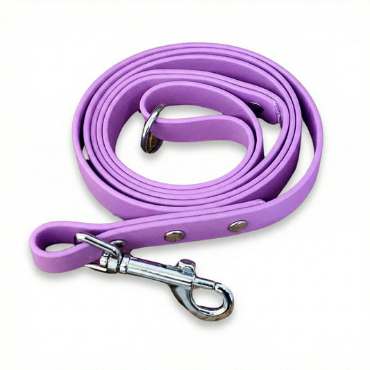 top view of amethyst purple waterproof dog collar on white background