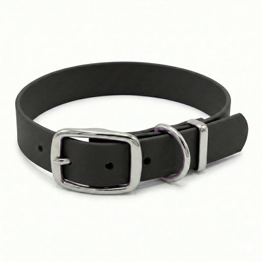 Black waterproof dog collar made from Biothane – strong, stylish and odour-resistant – by Collared Creatures