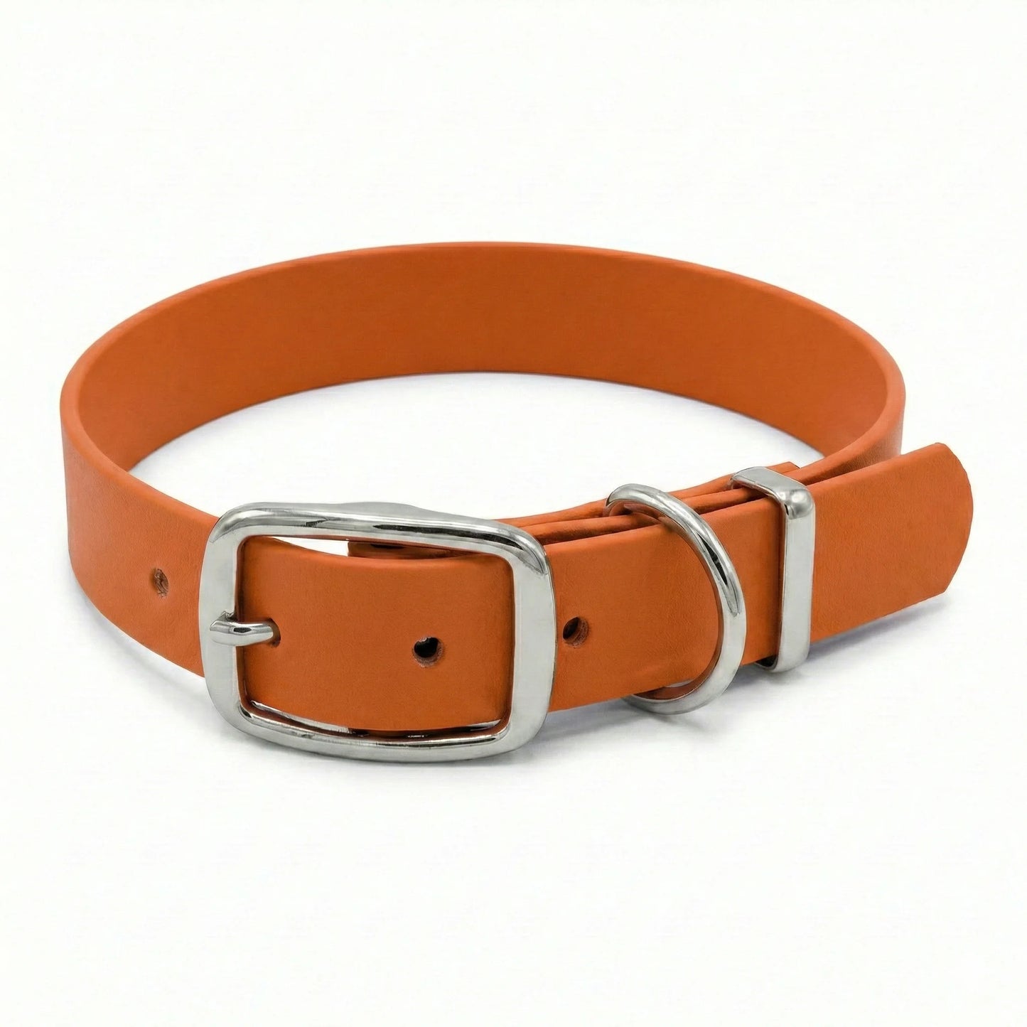 collared creatures burnt orange biothane buckle collar on white background
