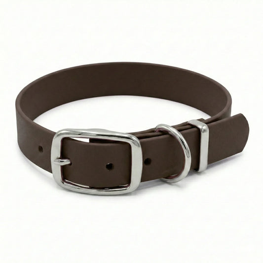 collared creatures dark brown biothane waterproof buckle collar on white background