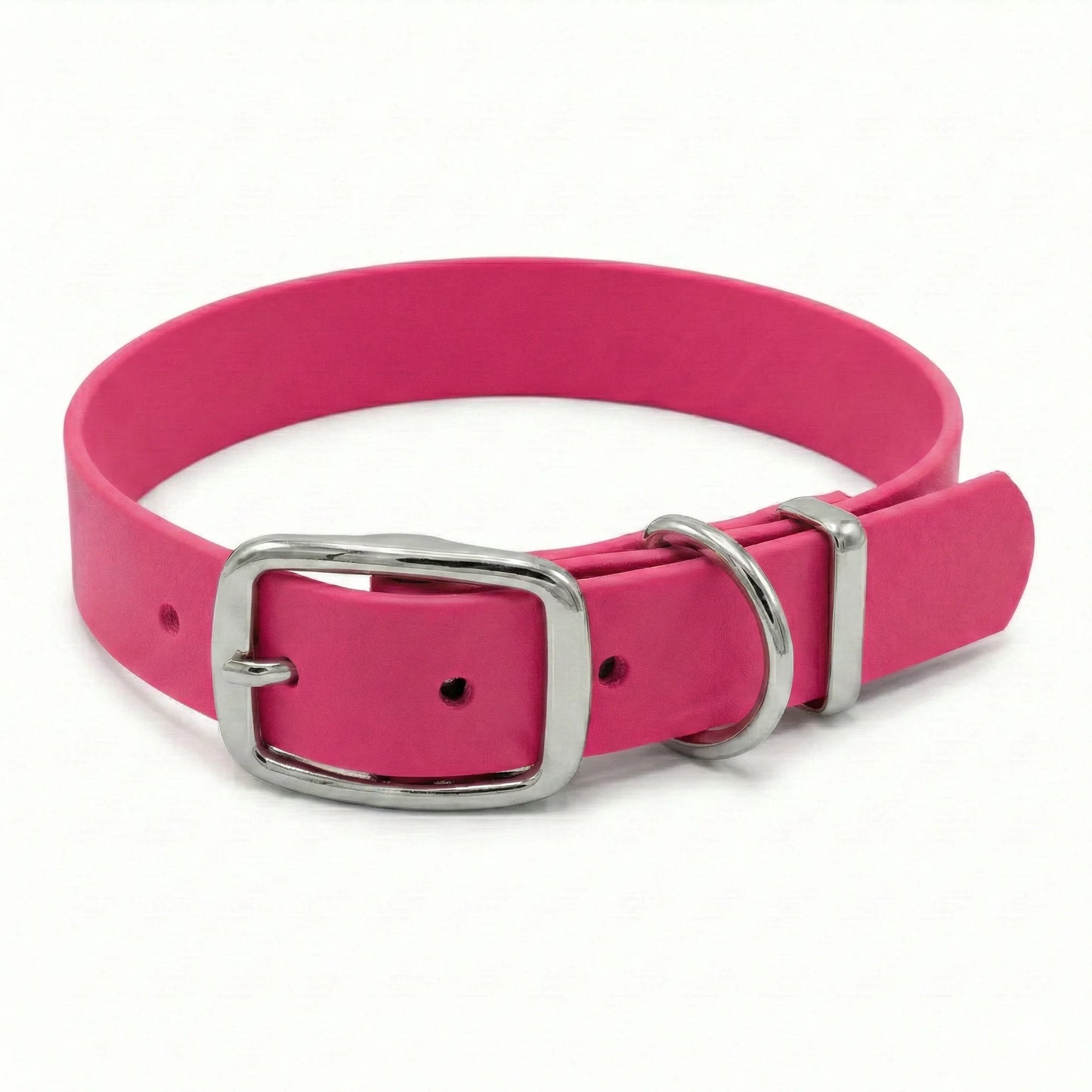 collared reatures fuchsia pink biothane buckle collar on white background