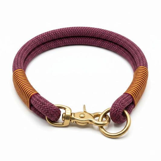 Bordeaux red handmade rope dog collar, 8 or 10 mm PPM cord