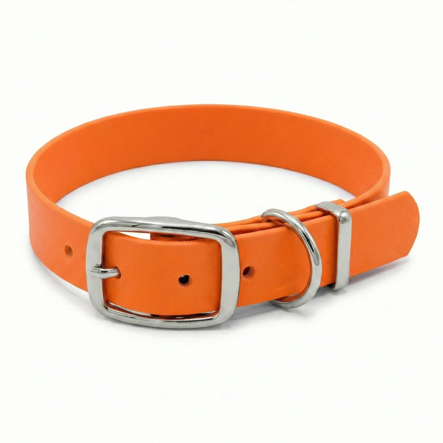 collared creatures neon orange waterproof buckle collar on white background