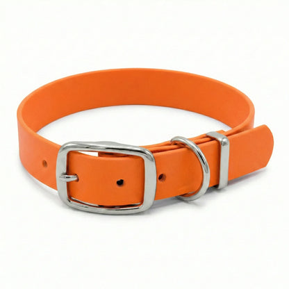 collared creatures neon orange waterproof buckle collar on white background