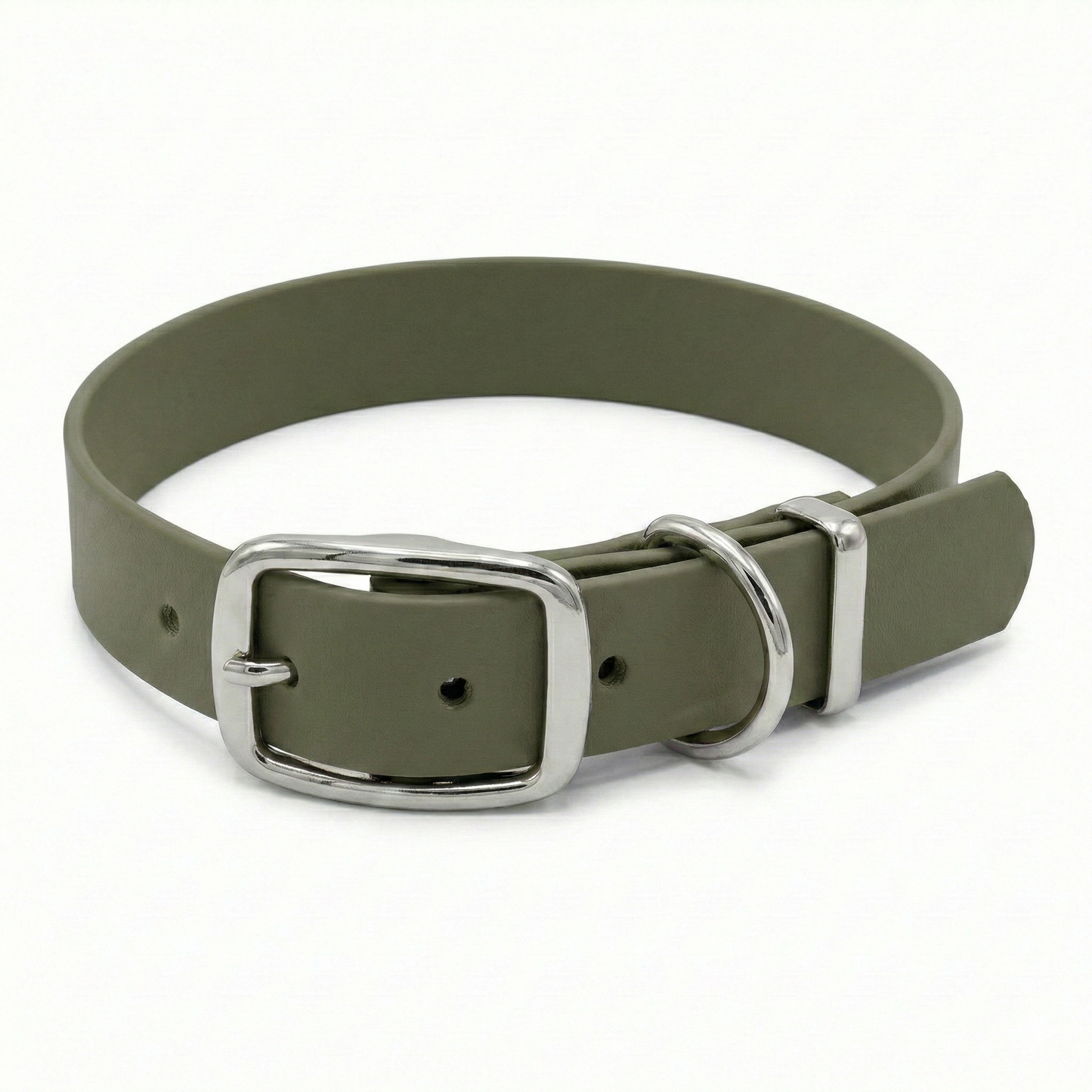 collared creatures waterproof biothane dog buckle collar in olive green for dogs