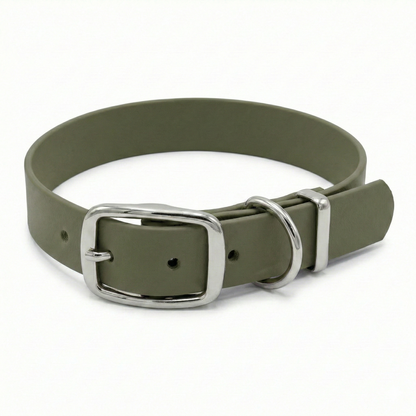collared creatures waterproof biothane dog buckle collar in olive green for dogs