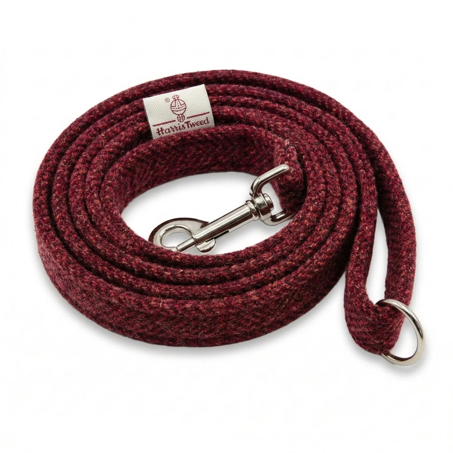 Raspberry & Coral Herringbone Luxury Harris Tweed Dog Lead