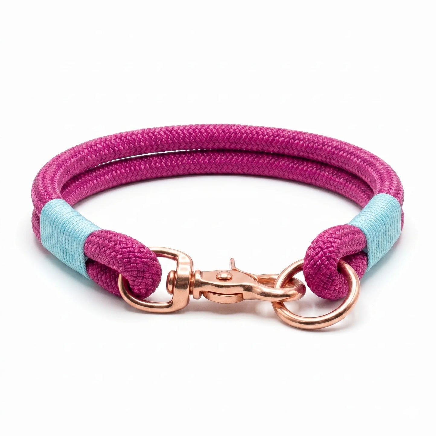 Passion Pink Handmade Rope Dog Collar with whipping