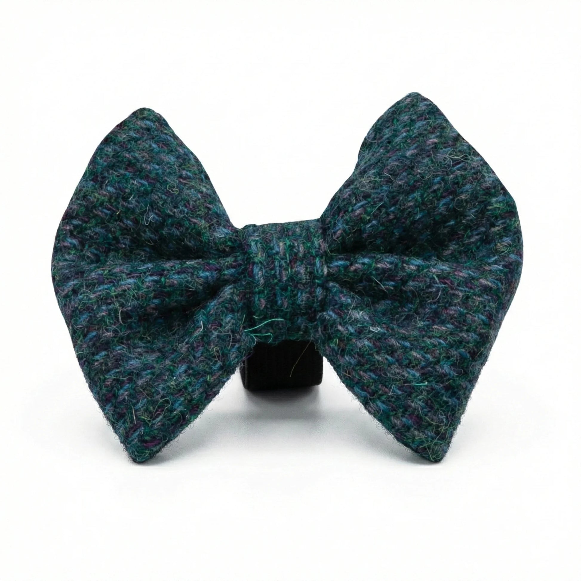 Teal with a touch of blue Harris Tweed dog bow tie