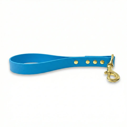 Turquoise Biothane waterproof traffic handle for dogs handmade in the UK