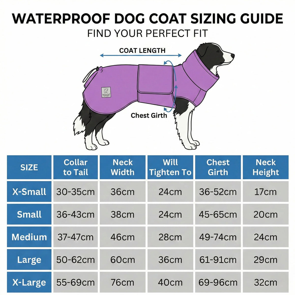 Collared Creatures Teal Waterproof Dog Coat - Fleece-Lined, Reflective & Adjustable Fit ...