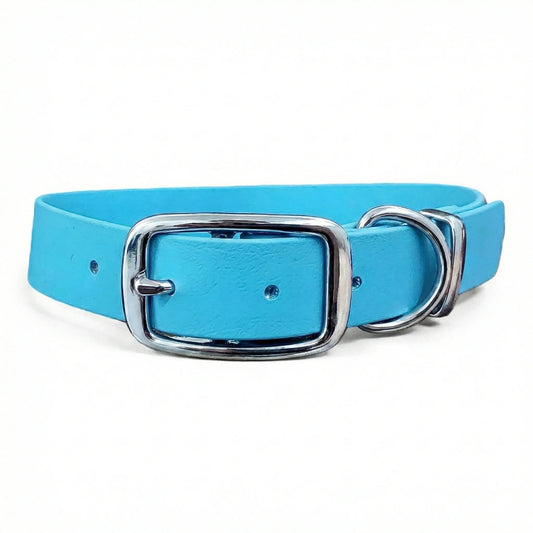 collared creatures waterproof biothane dog buckle collar in baby blue for dogs